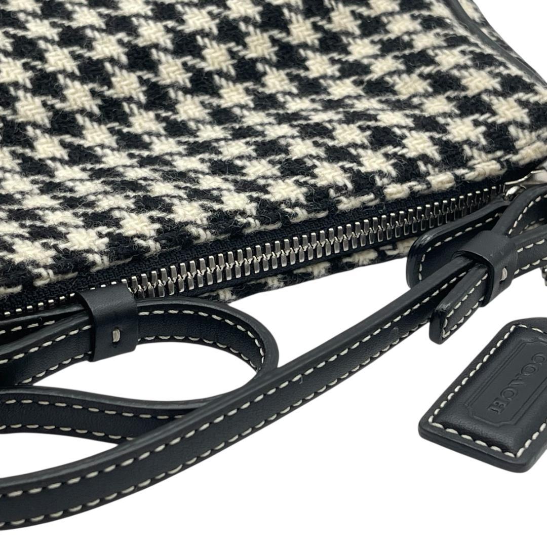 COACH 7728 千鳥柄 アクセサリーポーチ ハンドバッグ ウール レザー