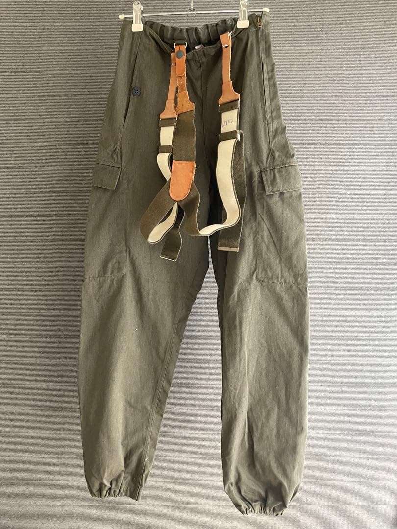 【古着】東ドイツ軍　サスペンダー付き　カーゴパンツ