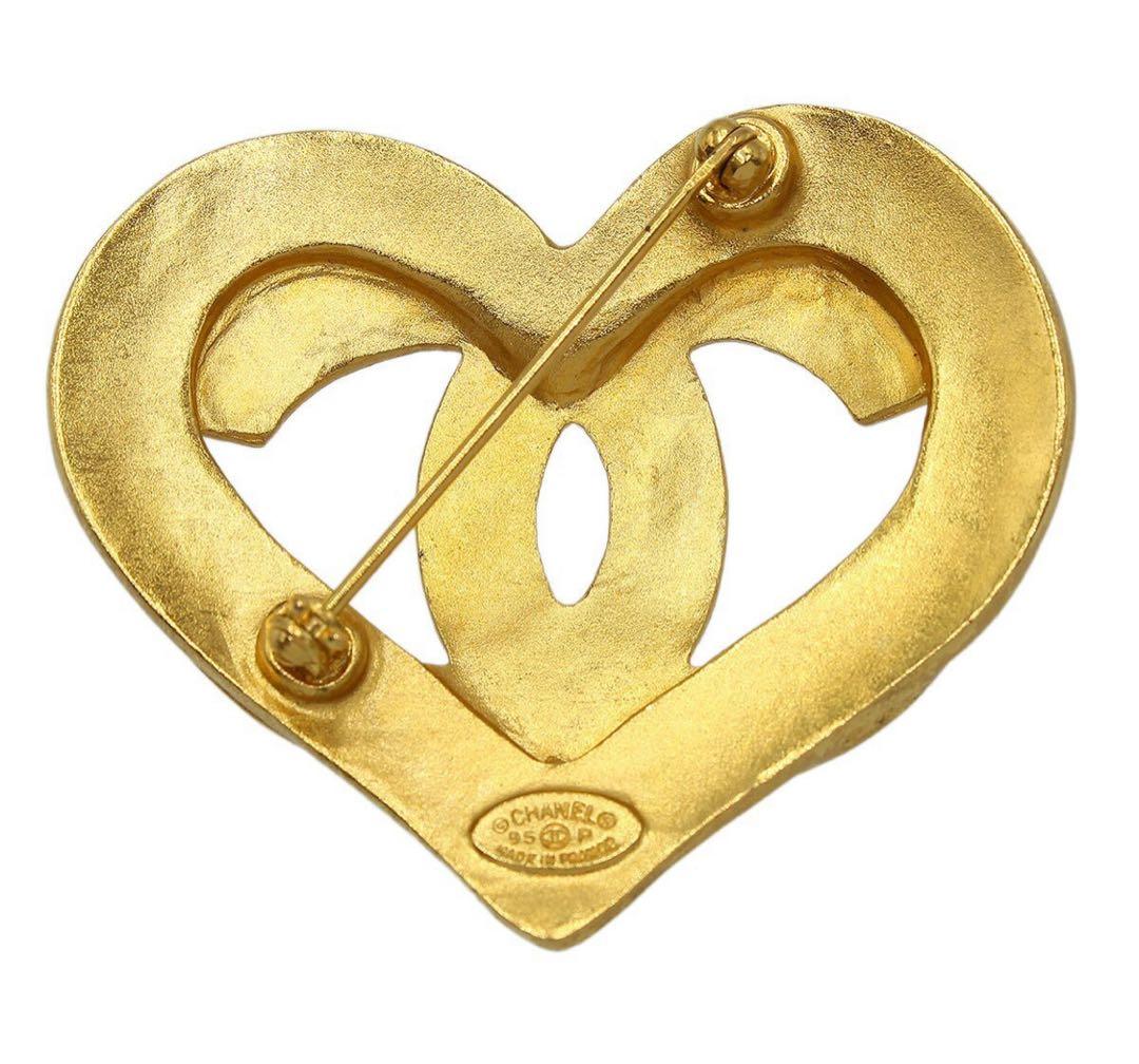 N2337 超美品!! シャネル ココマーク ハート ブローチ