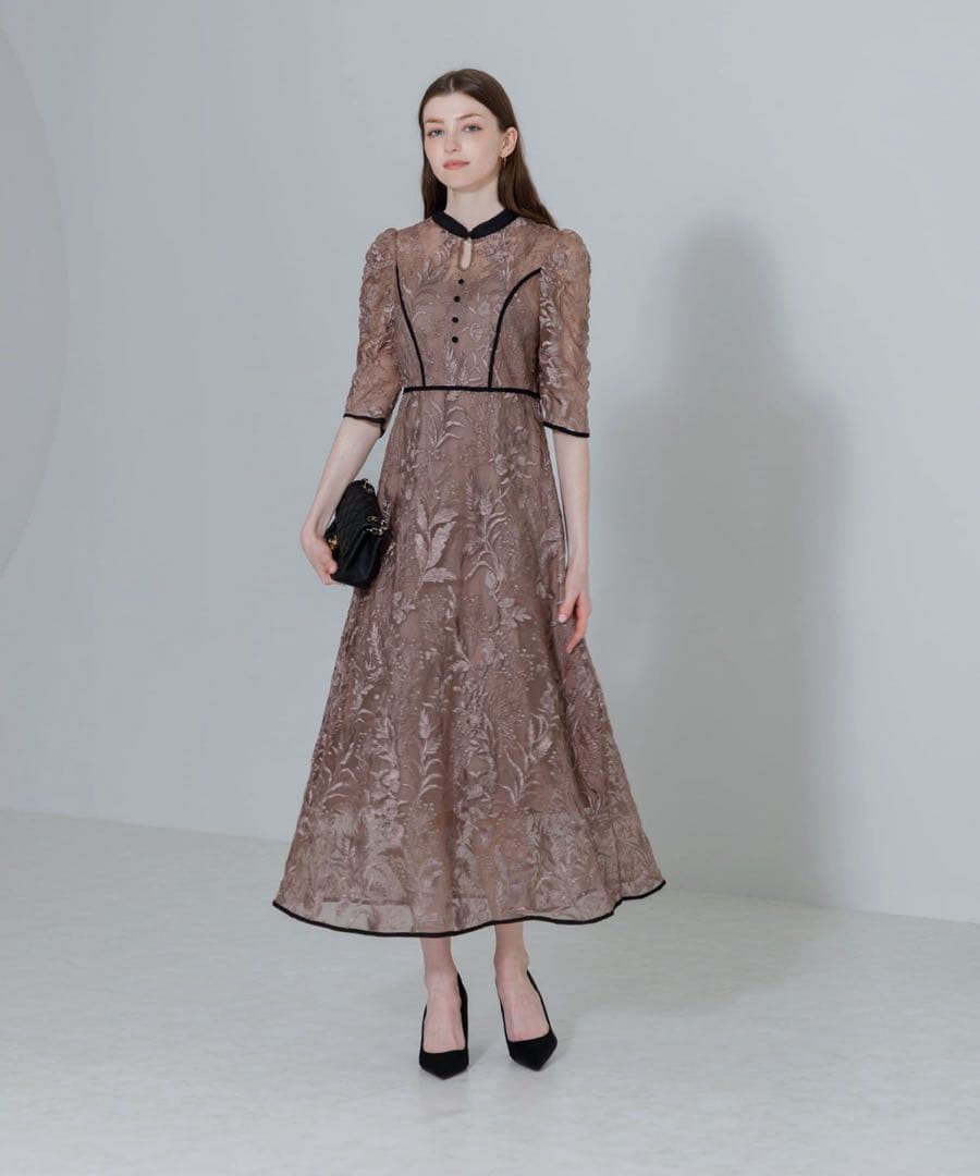 【極美品Sサイズ】Leja 花柄チュールパフスリーブワンピースドレス 11月購入