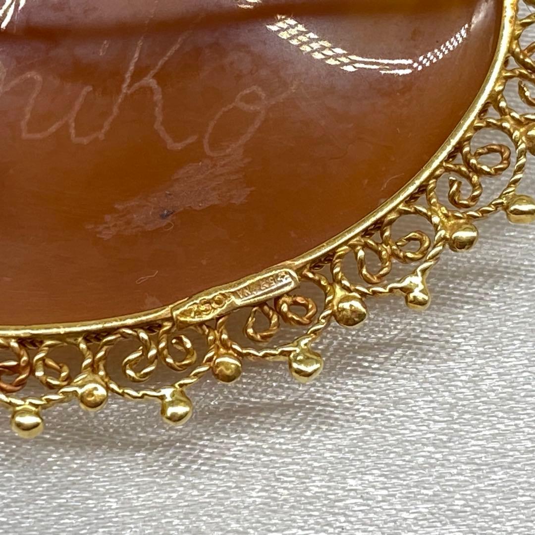 K18 カメオ ブローチ ネックレストップ 作家サイン