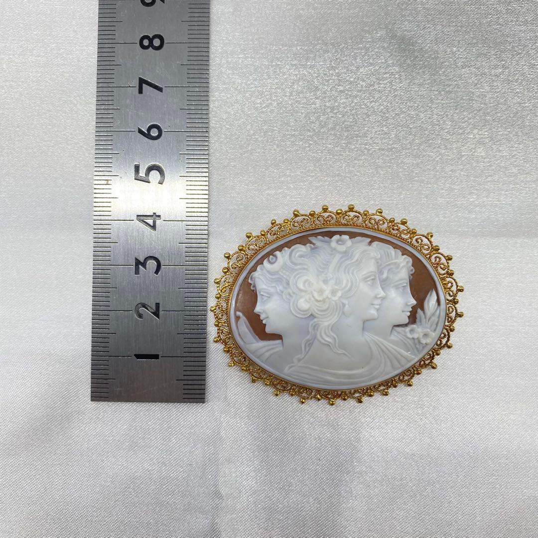 K18 カメオ ブローチ ネックレストップ 作家サイン