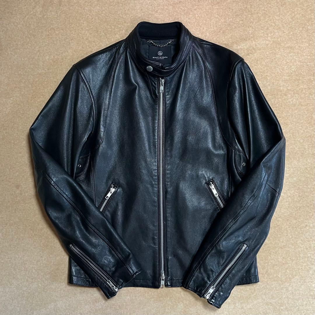 BEAUTY&YOUTH シングルライダース レザージャケット ブラック