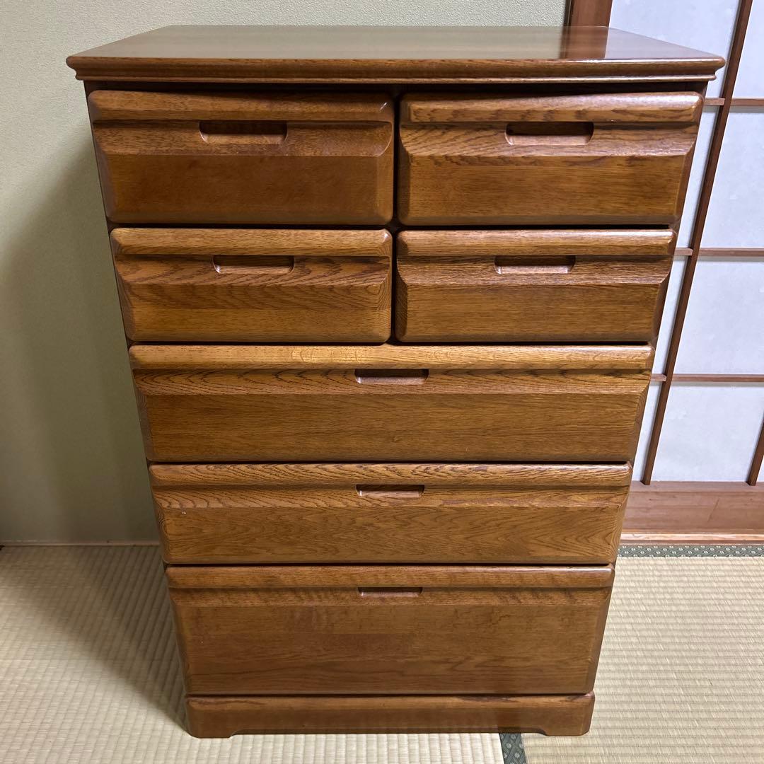 木製キャビネット 7引き出し ブラウン