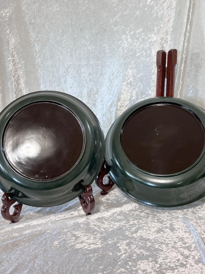 金蒔絵龍虎紋入れ子盆　一対　共箱　幕末～明治期