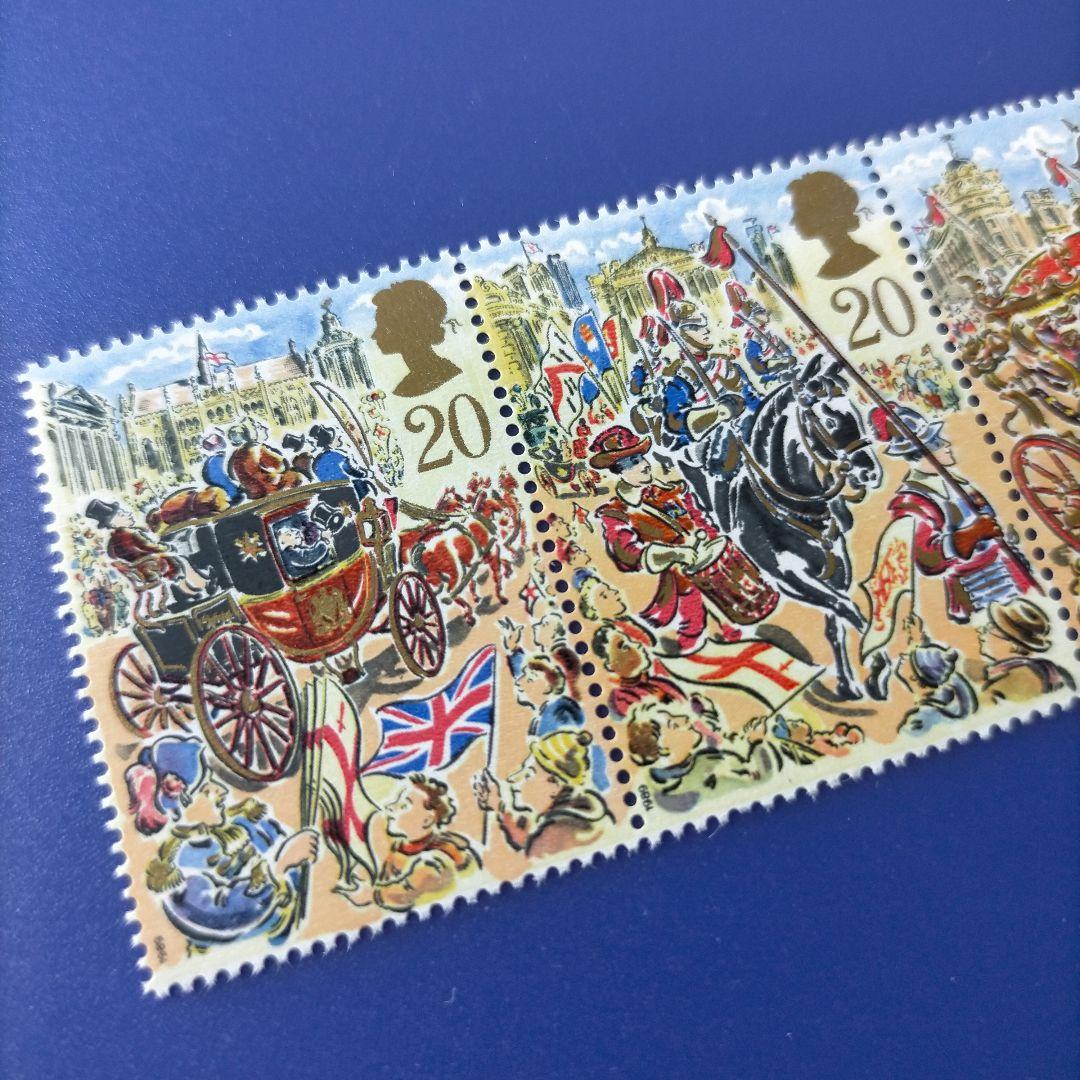 まとめ済6247 外国切手 イギリス 1989年 ロンドン市長就任パレード5連刷