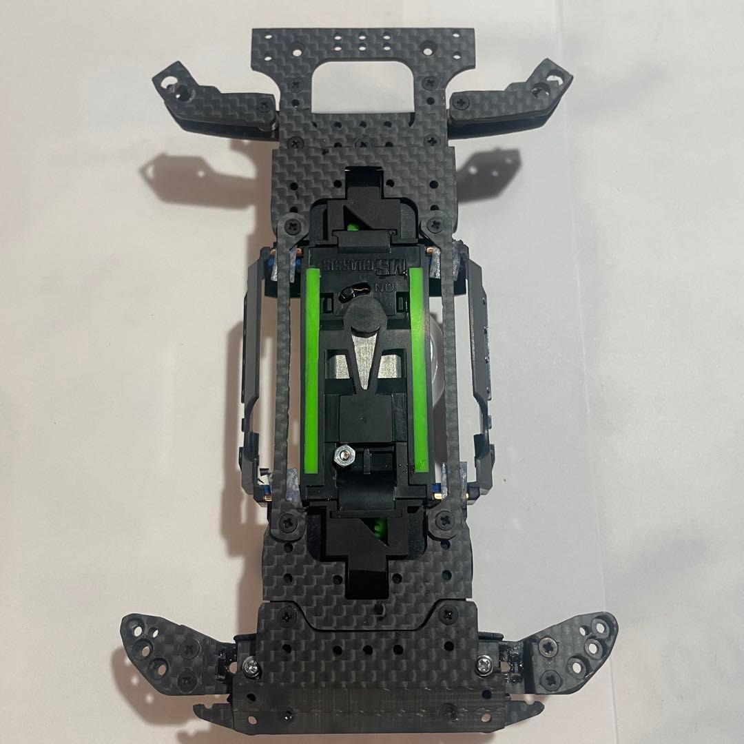 ミニ四駆　MSフレキ　フロントAT段下スラダン　1軸アンカー　提灯社外カーボン②