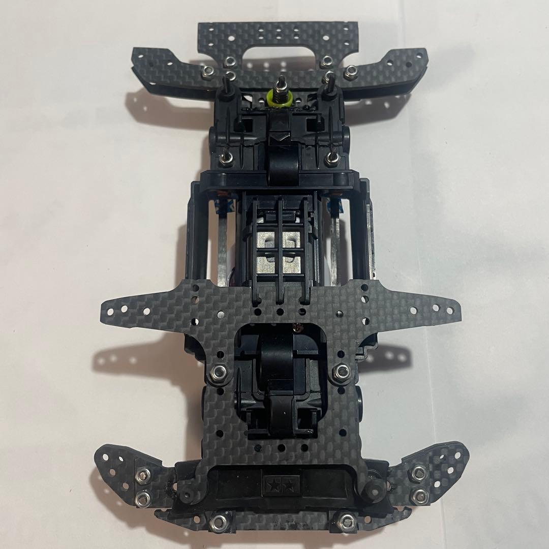 ミニ四駆　MSフレキ　フロントAT段下スラダン　1軸アンカー　提灯社外カーボン②