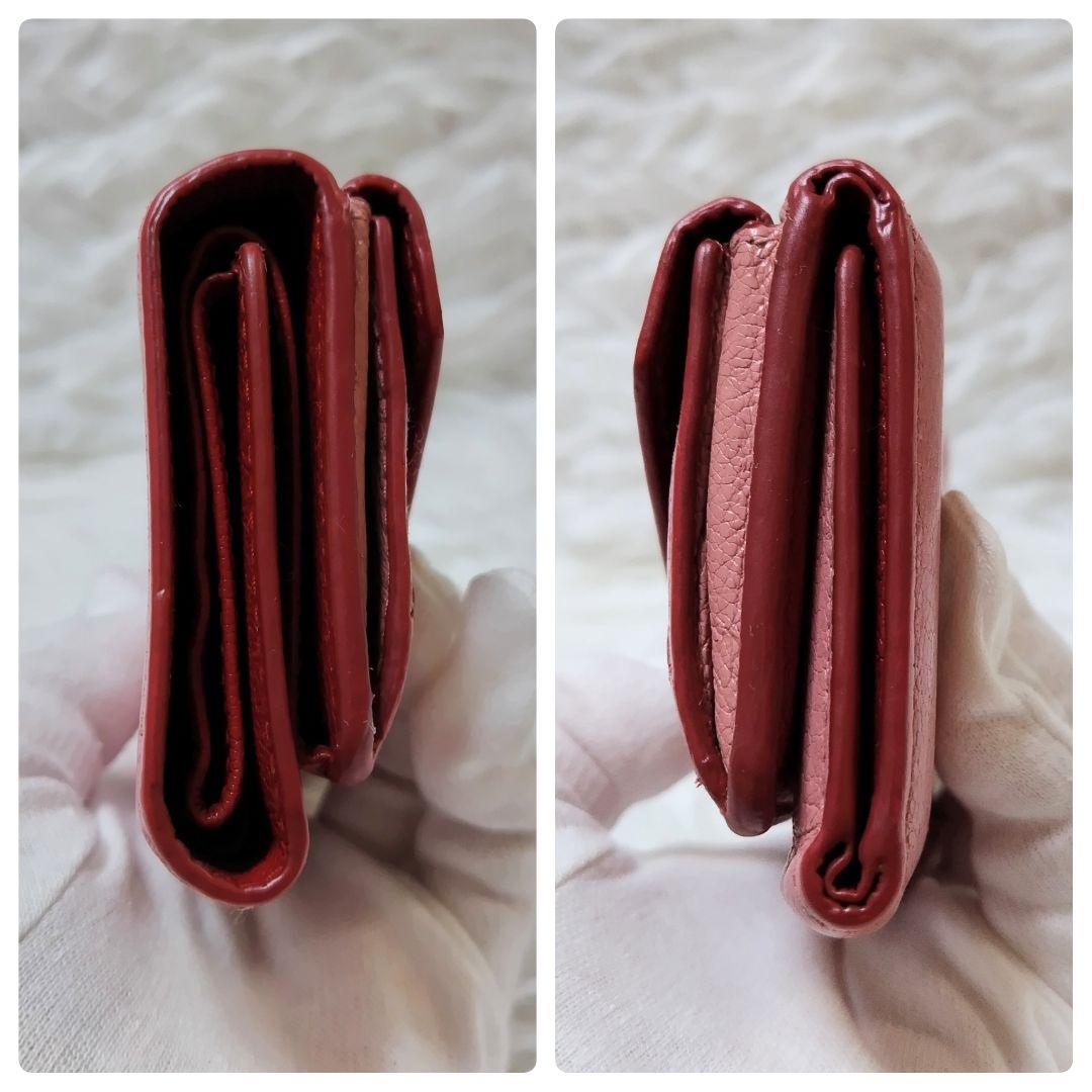 美品✨ミュウミュウ◇ラブレター三つ折り財布　マドラスレザーゴールド金具ピンク