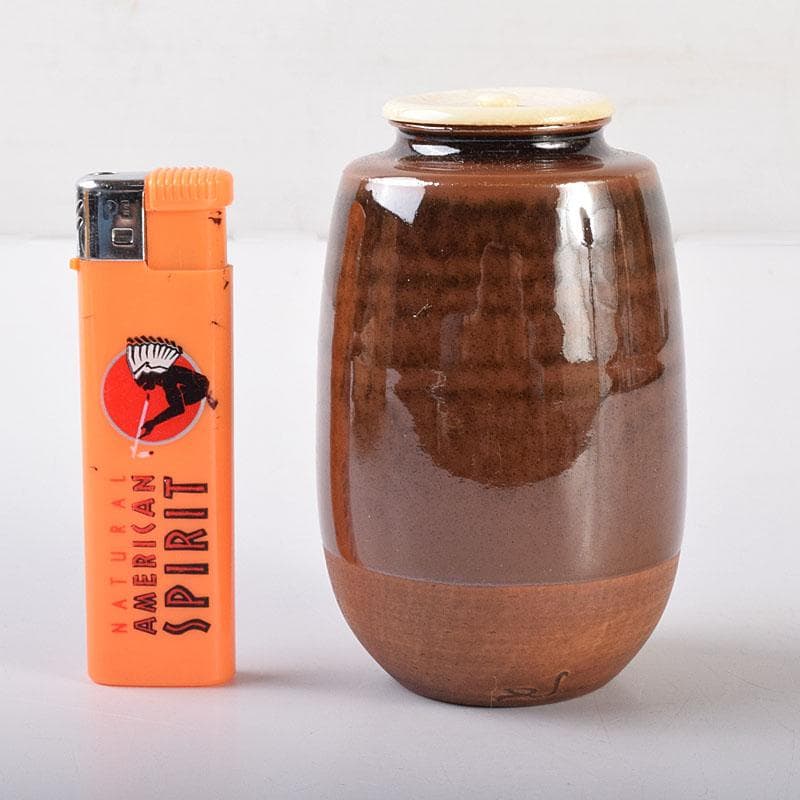 茶道具　加藤唐三郎造　古瀬戸　肩衝茶入　仕覆付　共箱　V　6978