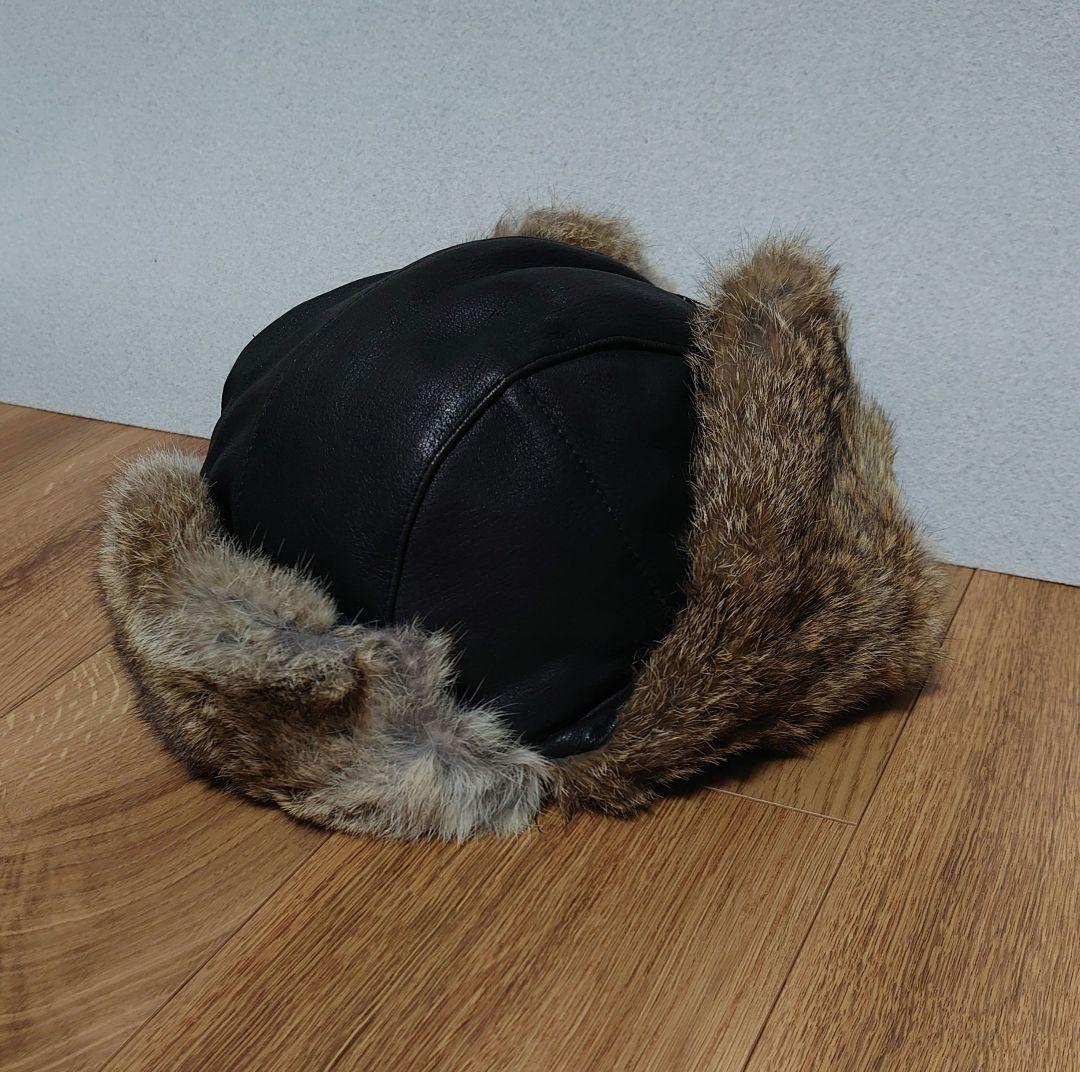 MAD BOMBER マッドボンバー 本革フライトキャップ ラビットファー