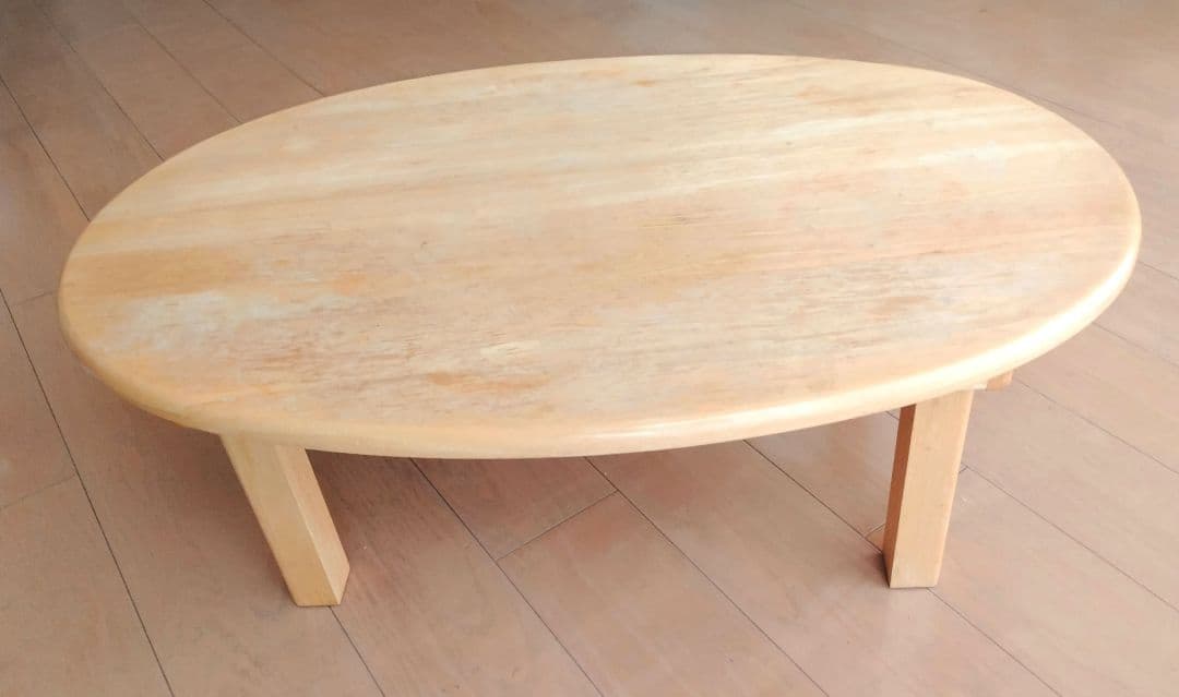 天然木　ちゃぶ台　楕円形　折りたたみ　テーブル　リビング　ナチュラル　レトロ