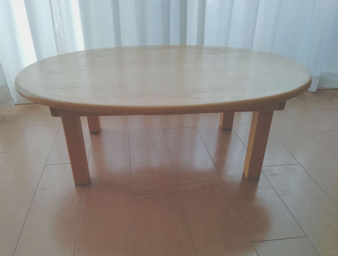 天然木　ちゃぶ台　楕円形　折りたたみ　テーブル　リビング　ナチュラル　レトロ