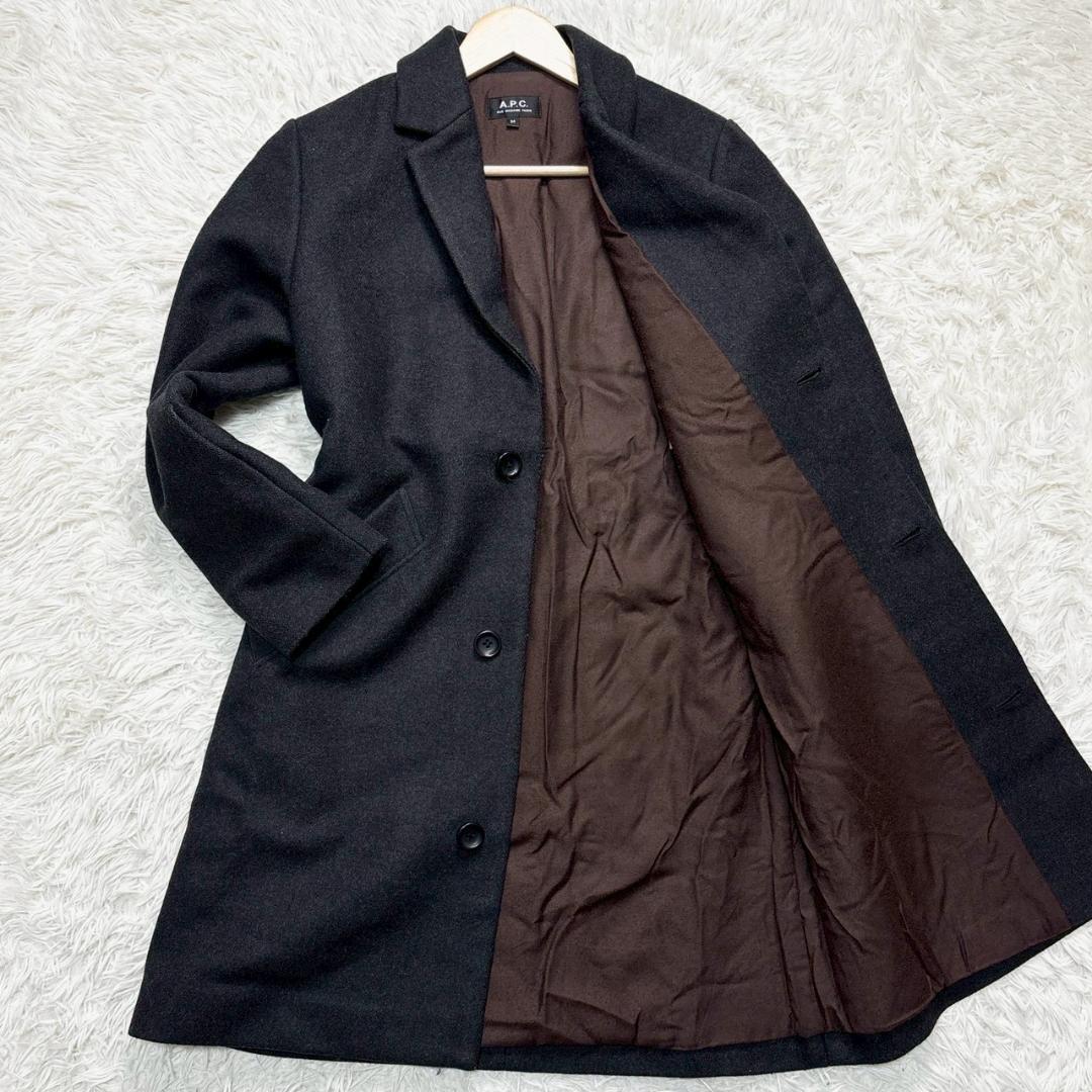 A.P.C. ダークグレー シングルブレスト コート チェスターコート 34