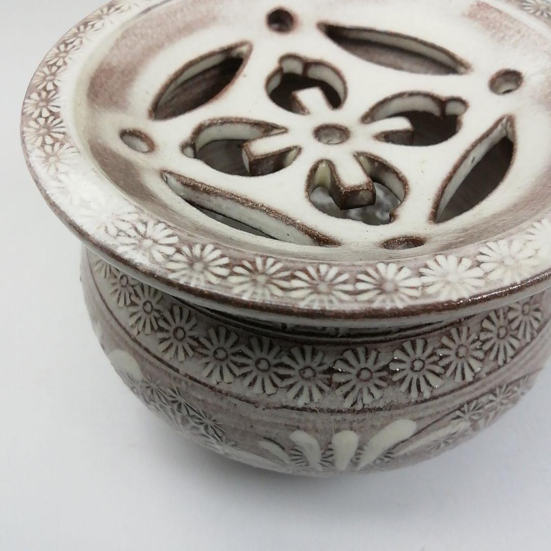 Ｔ７５４　蓋置　『紫三島砂金袋』『森里陶楽 造』　共箱　茶道具