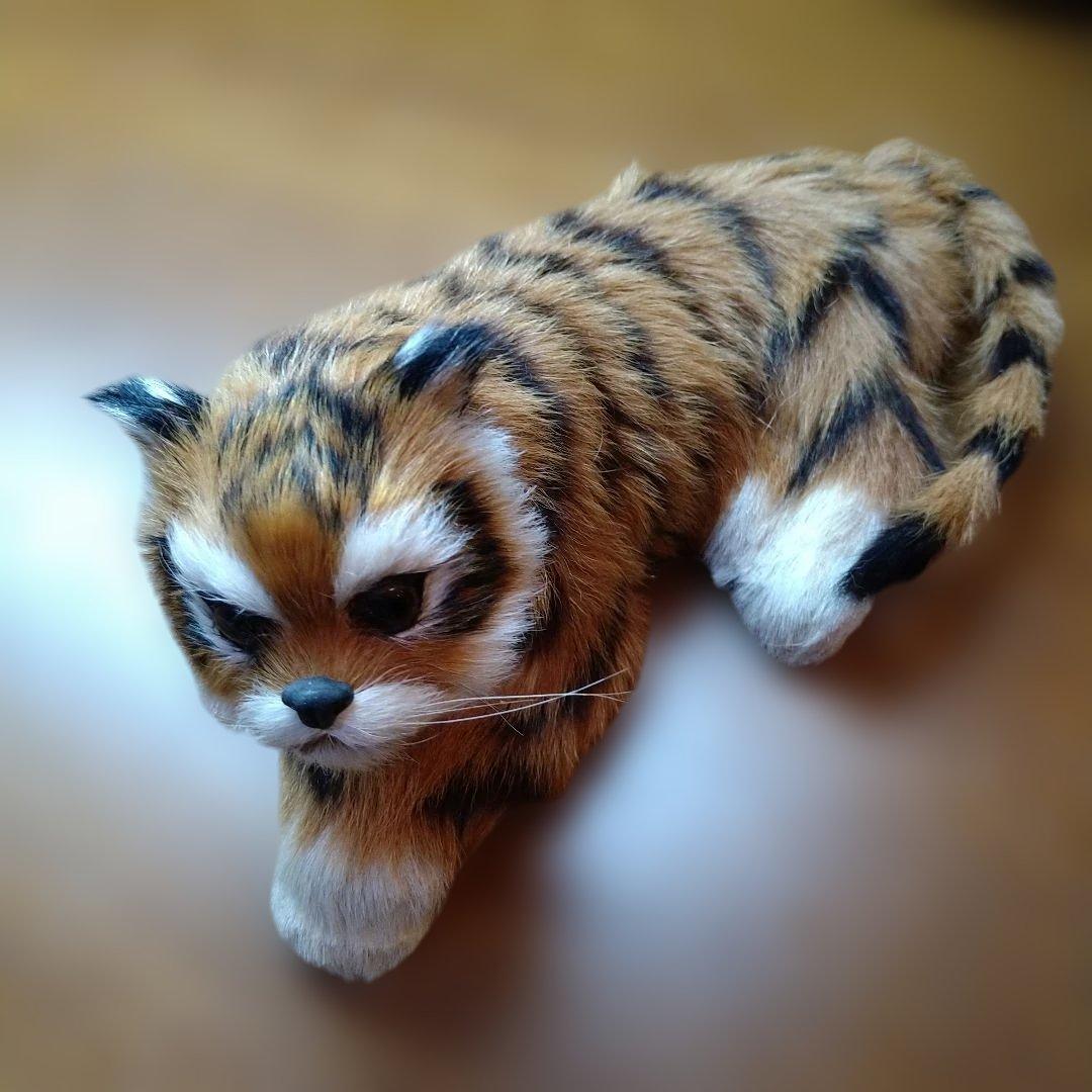 虎の親子の置物2体セット　ビンテージ　ハンドメイド　首振り　一点物