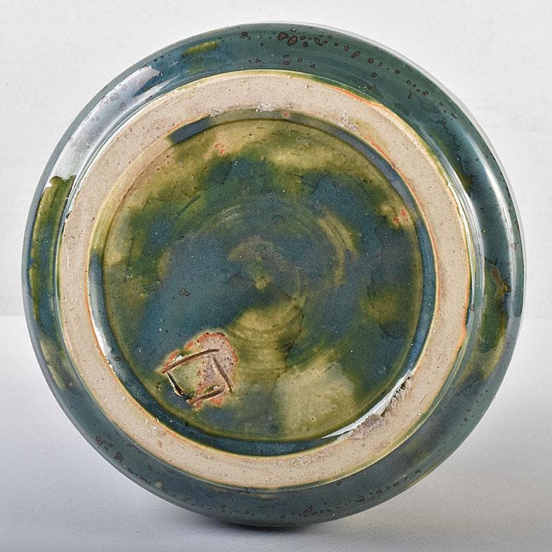 北大路魯山人作　織部焼　青織部　花文　水指　荒川豊蔵極め箱　M　R7589B