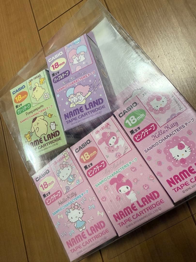 【新品、未使用】サンリオ CASIO ネームランド 5種類　入学　入園準備