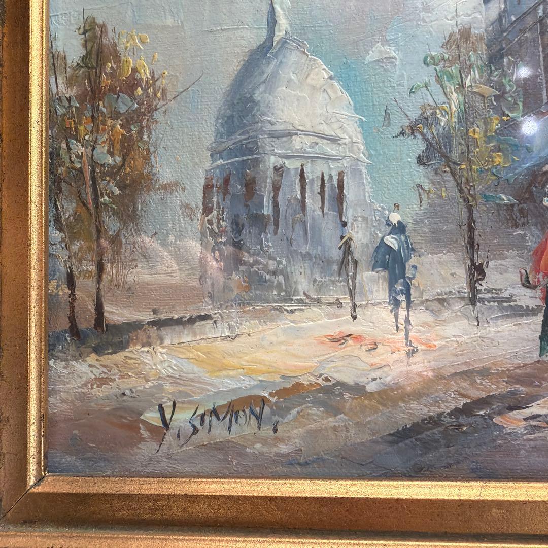 Y. Simoni 油彩画 風景画 金色フレーム