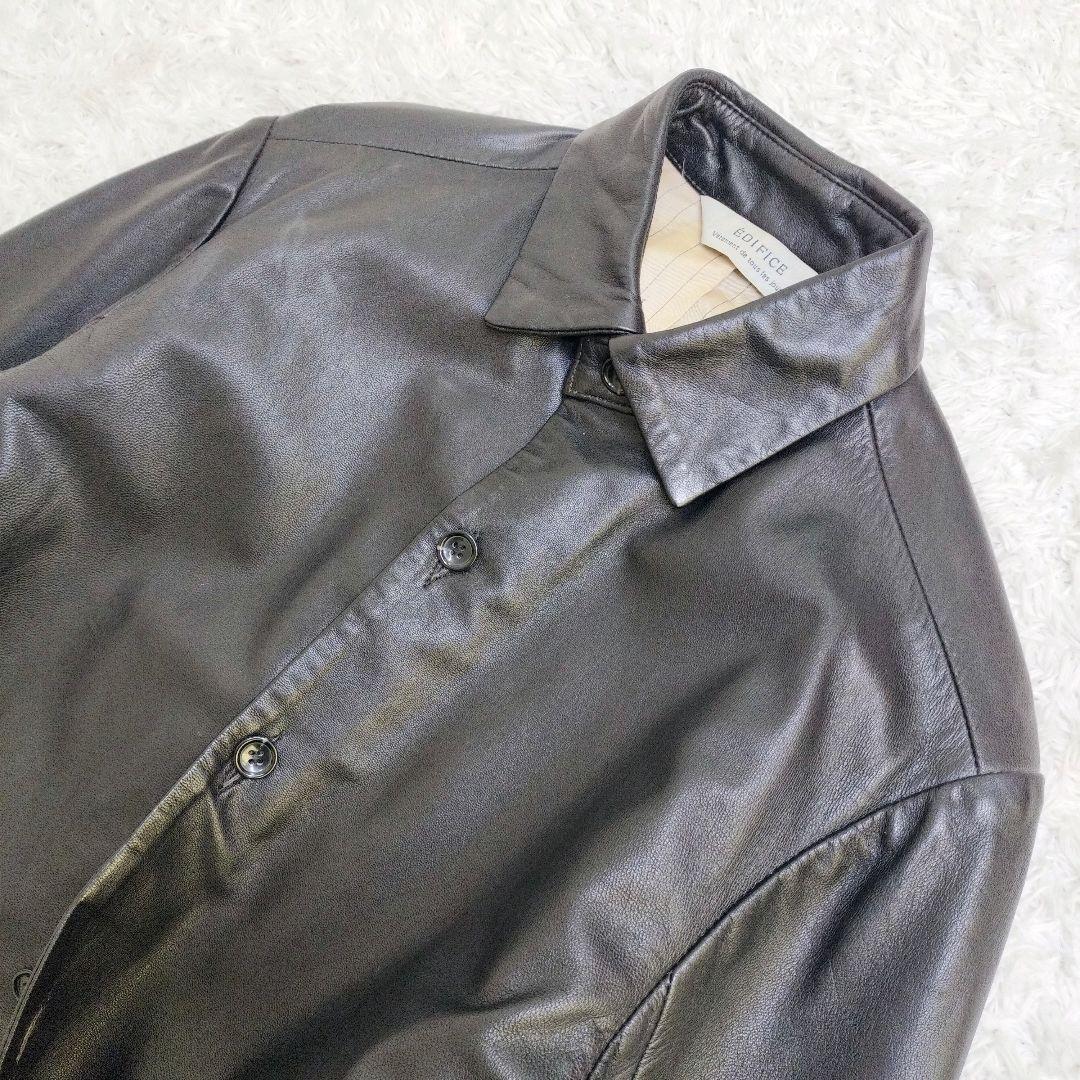 エディフィス　レザージャケット　ラムレザー　シープスキン　羊　本革　ブラック