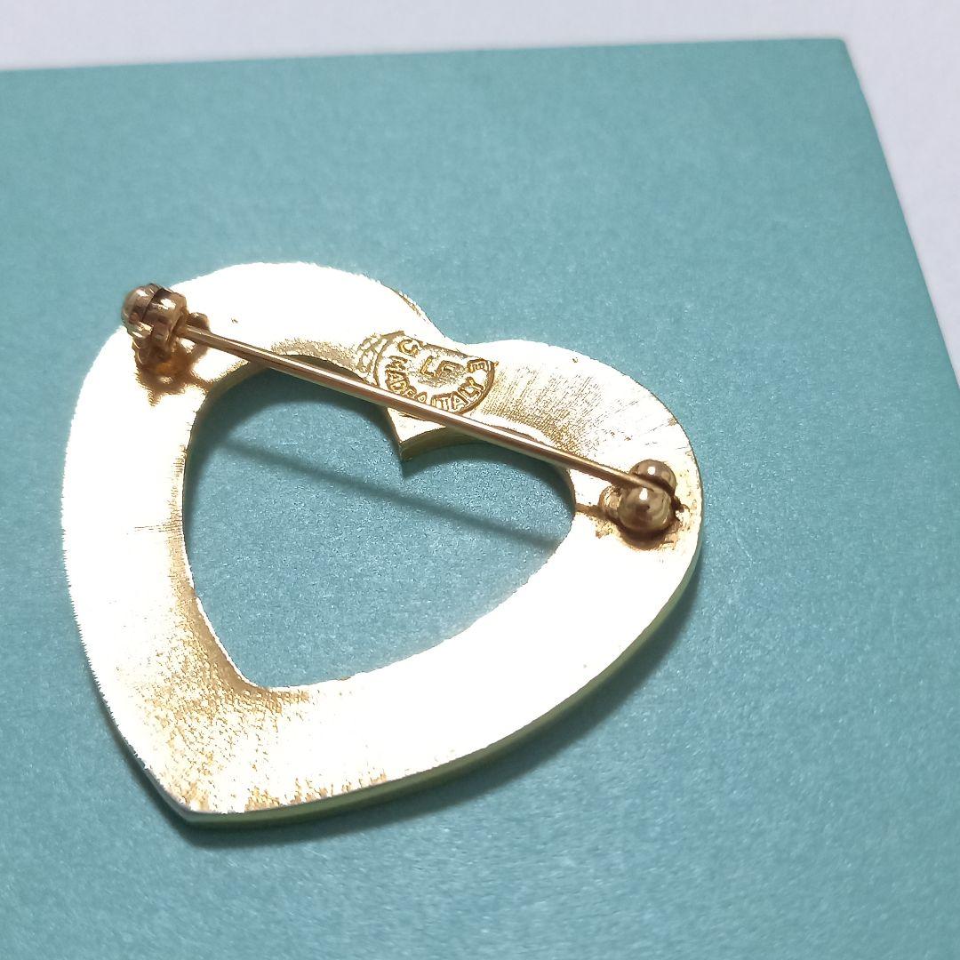 ●良品●　CELINE　セリーヌ　ブローチ　ハート　刻印　ヴィンテージ　ゴールド
