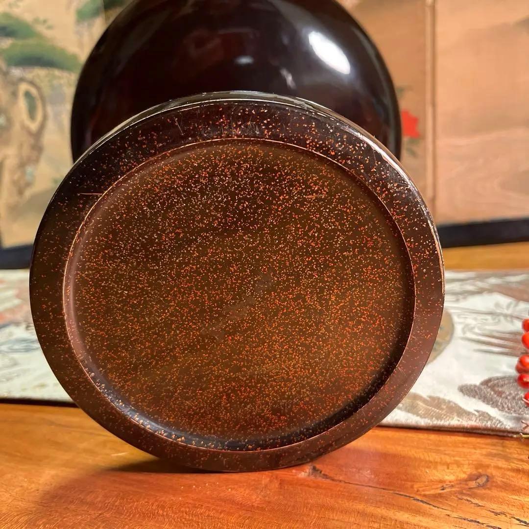 A1036 木製輪島塗　柳に鮎　金縁　蒔絵　高月　高杯　　1基（供箱付）