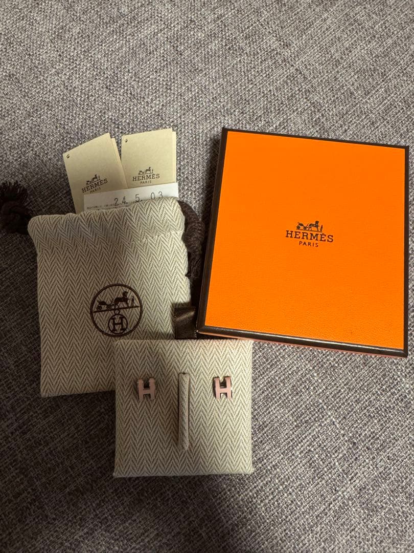 HERMES エルメス ポップH ミニ ピアス ローズドラジェ ピンク