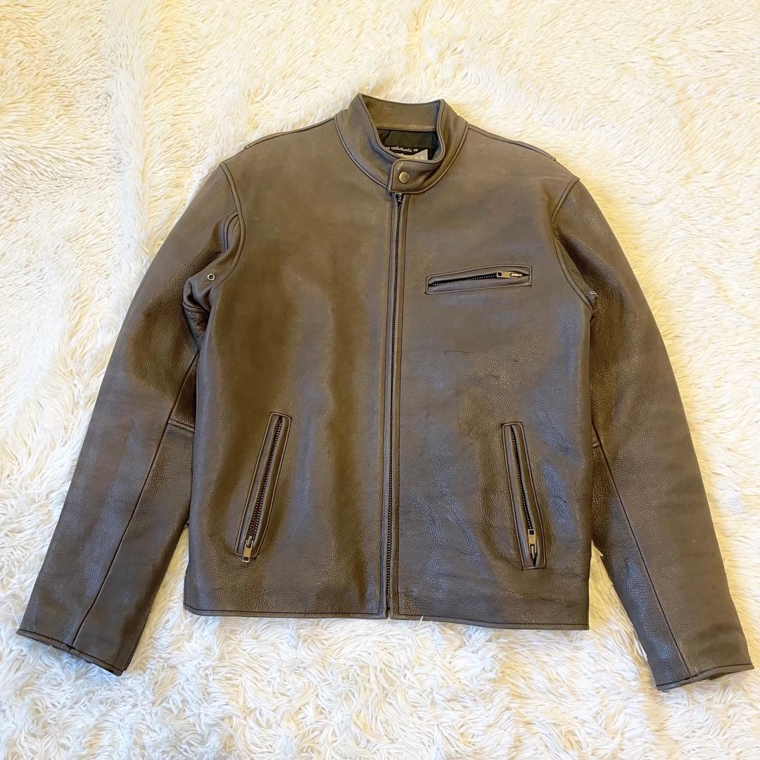Schott★シングルライダースジャケット Lサイズ ステアハイド ブラウン系