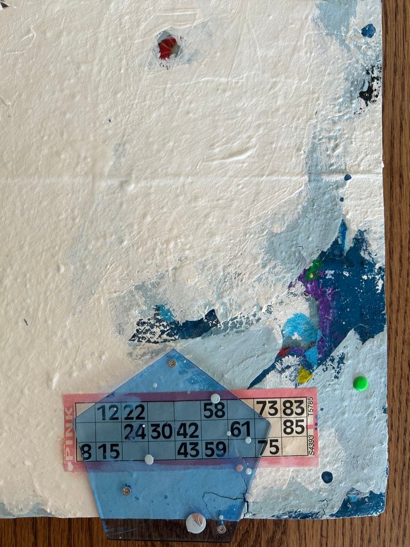 コラージュアート作品　ミクストミディア　和紙　ペイント　アメリカ