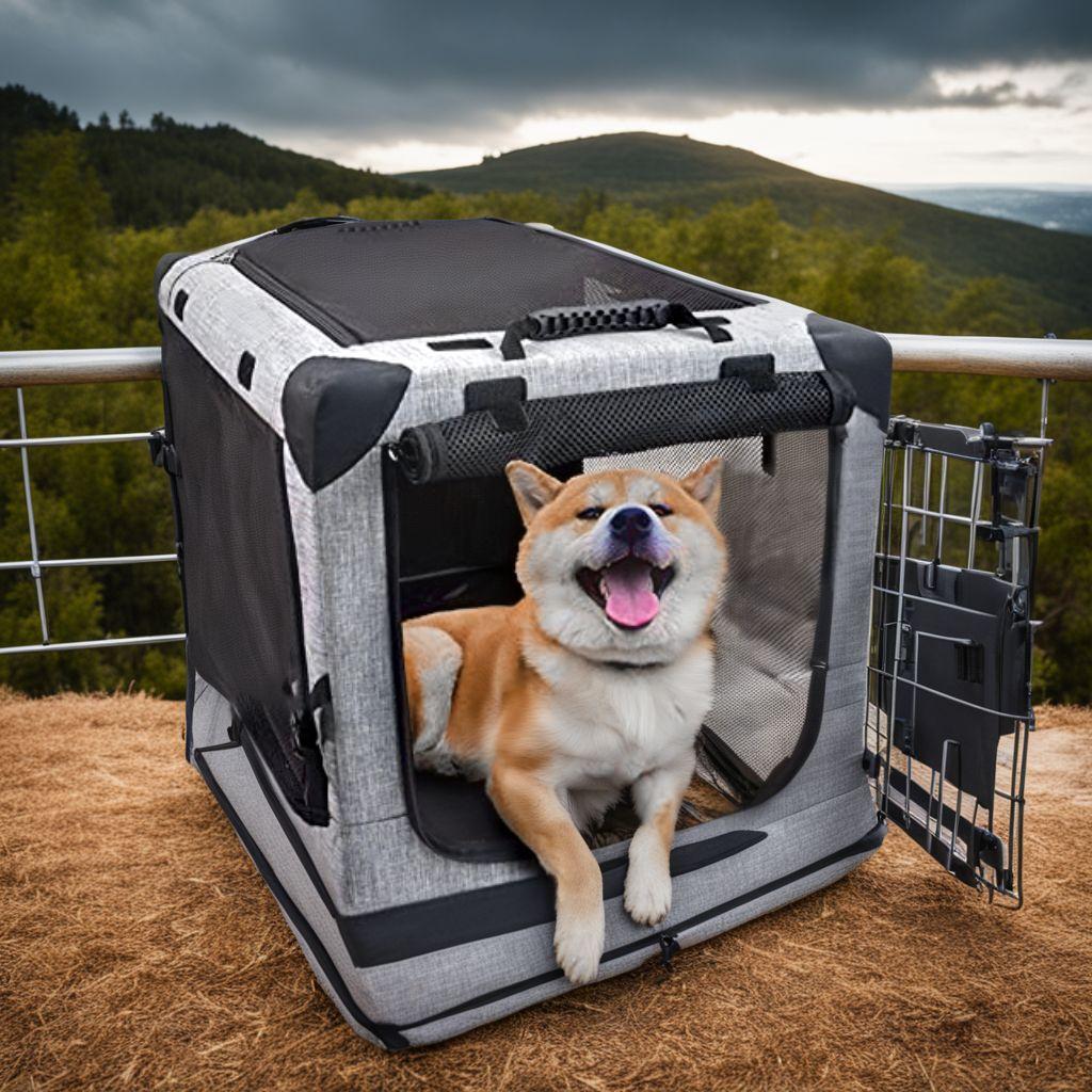 犬猫兼用 持ち手付き 折りたたみ簡単 ペットキャリ ハウス