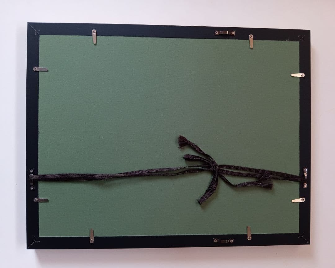 【原画】『苔むした猫　阿吽』植物　絵画　アンティーク