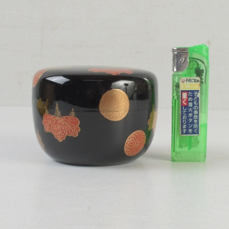 茶道具　漆芸家　難波仁斎作　高台寺蒔絵　平棗　共箱　V　9594