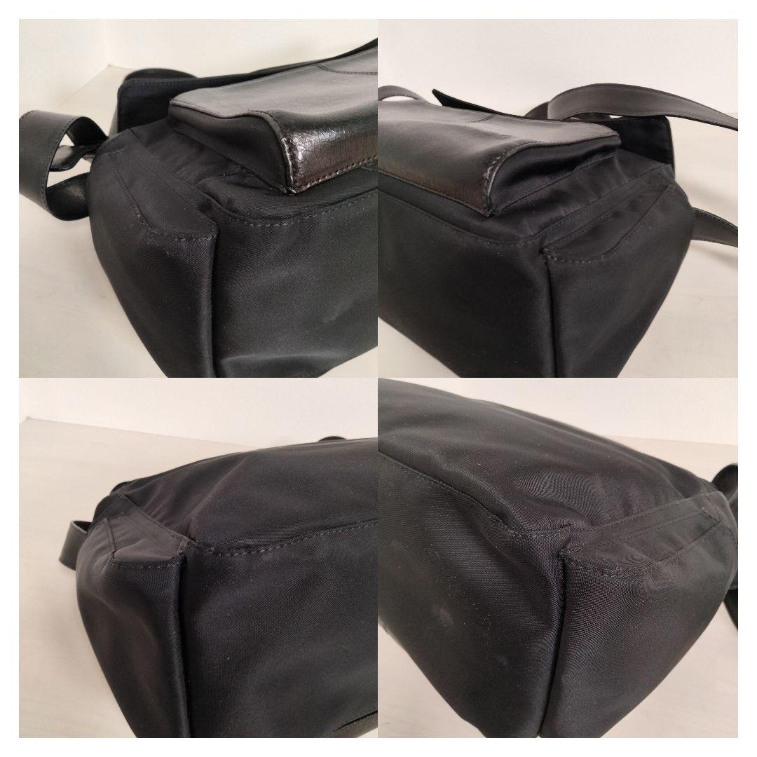 マックスマーラ ショルダーバッグ フラップ ロゴ刻印 ナイロン レザー ブラック