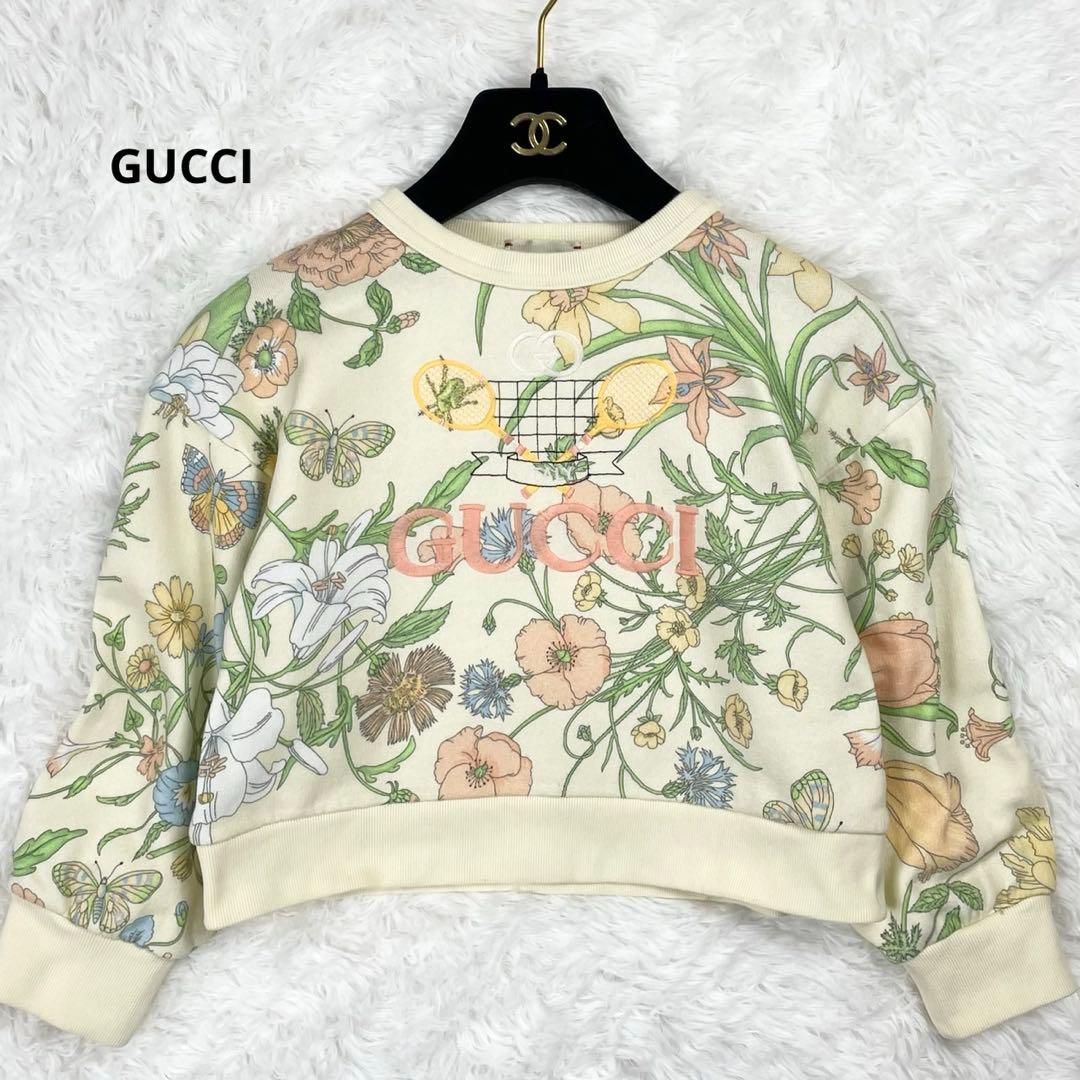 GUCCI グッチ キッズトレーナー 刺繍 GG フラワー テニス柄 サイズ6