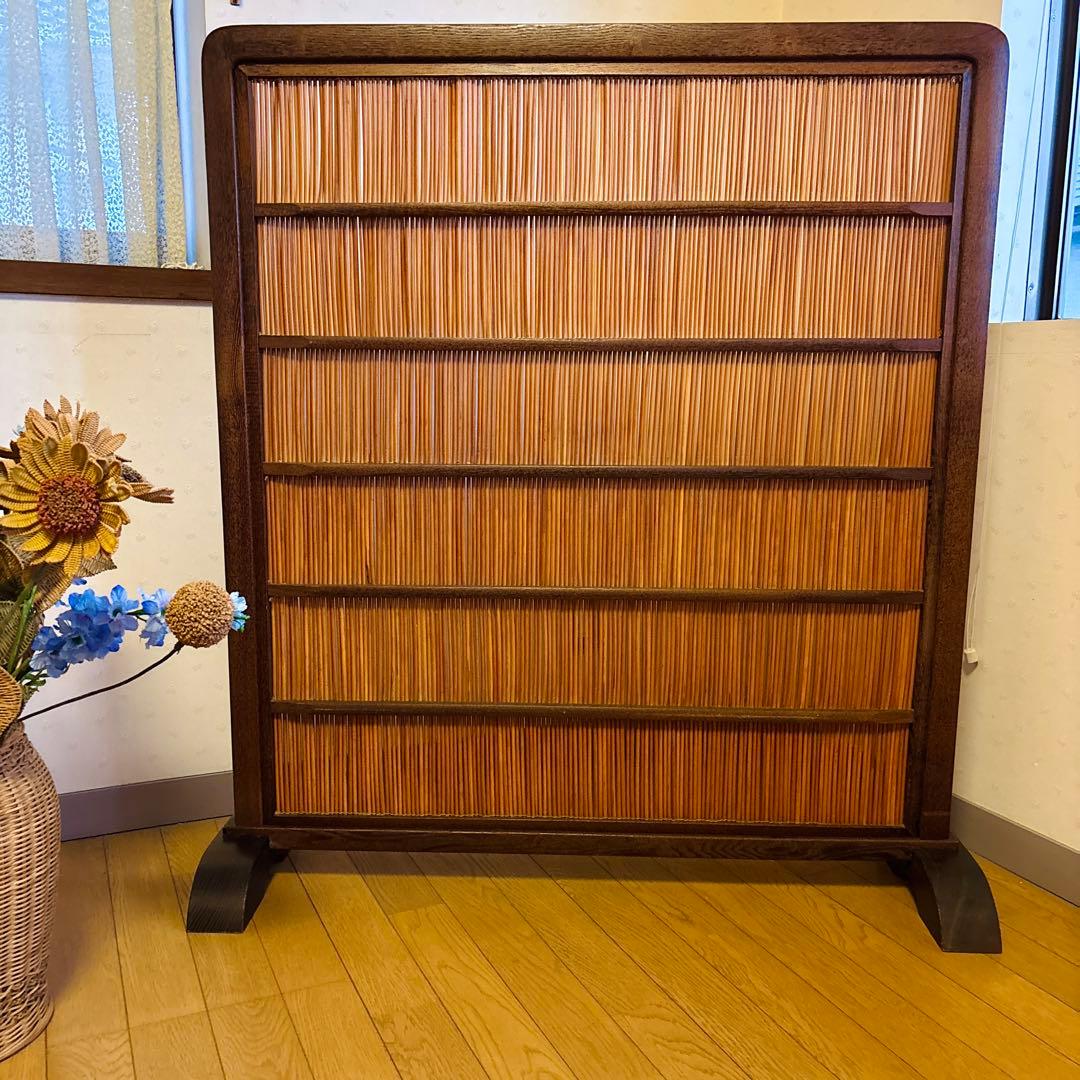 専用！和家具 高級和風伝統ヨシ入り衝立 1枚立てパーテーション 茶道具　間仕切り