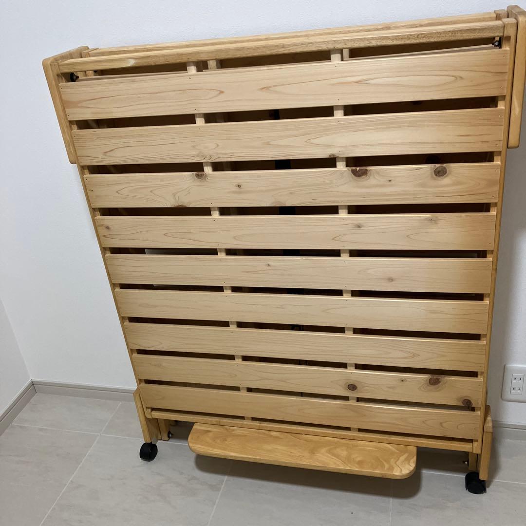 中居木工ひのき折り畳みベットロータイプシングル