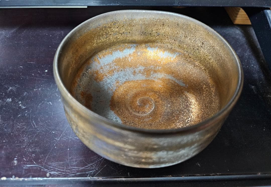 幕末から明治の布志名焼 金流し茶碗 珍品です