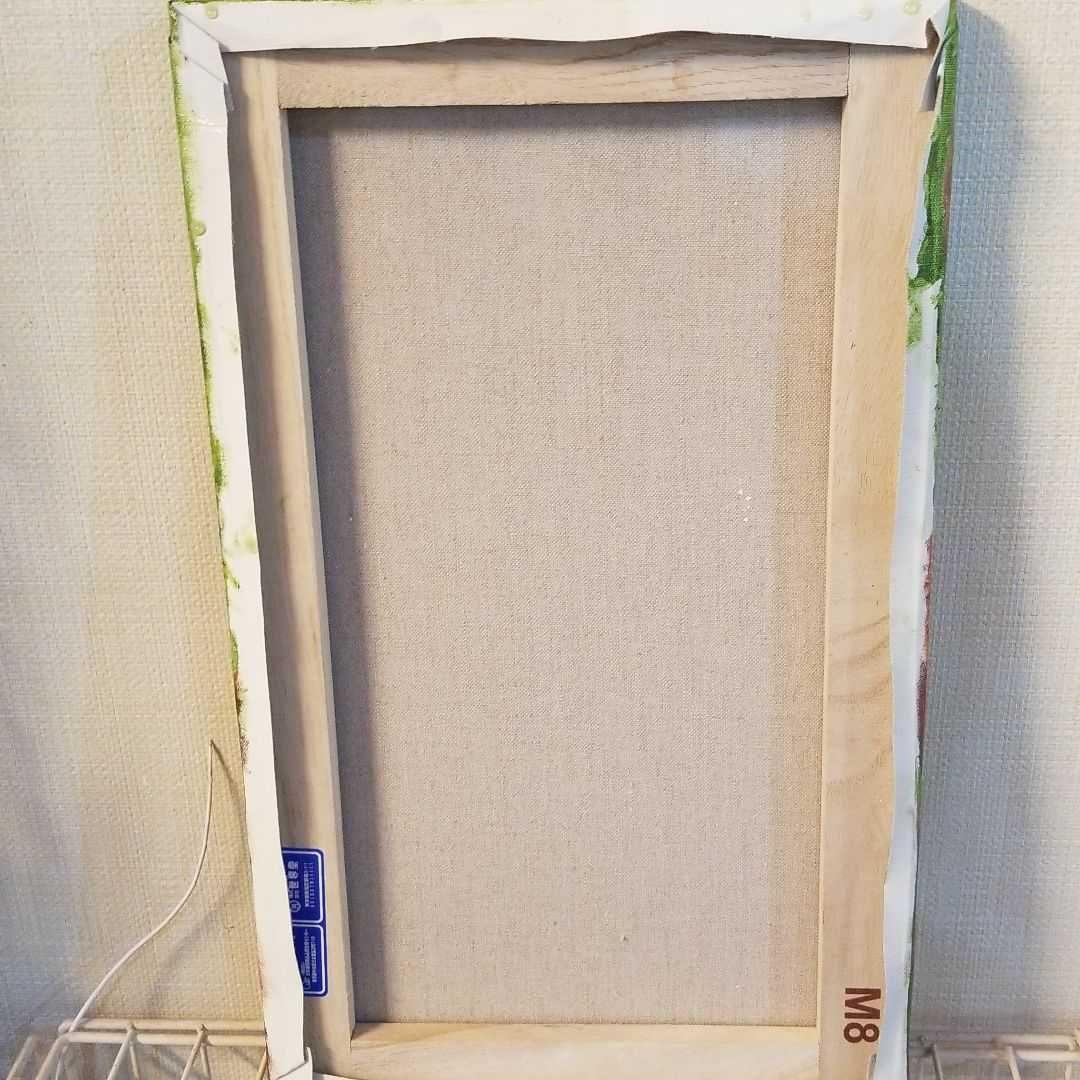 油絵　花冠の犬