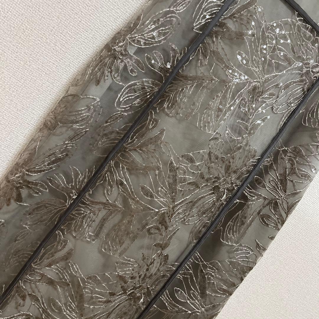 【LEJA】アシンメトリーシアーフラワードレスワンピース 結婚式 ドレス　S