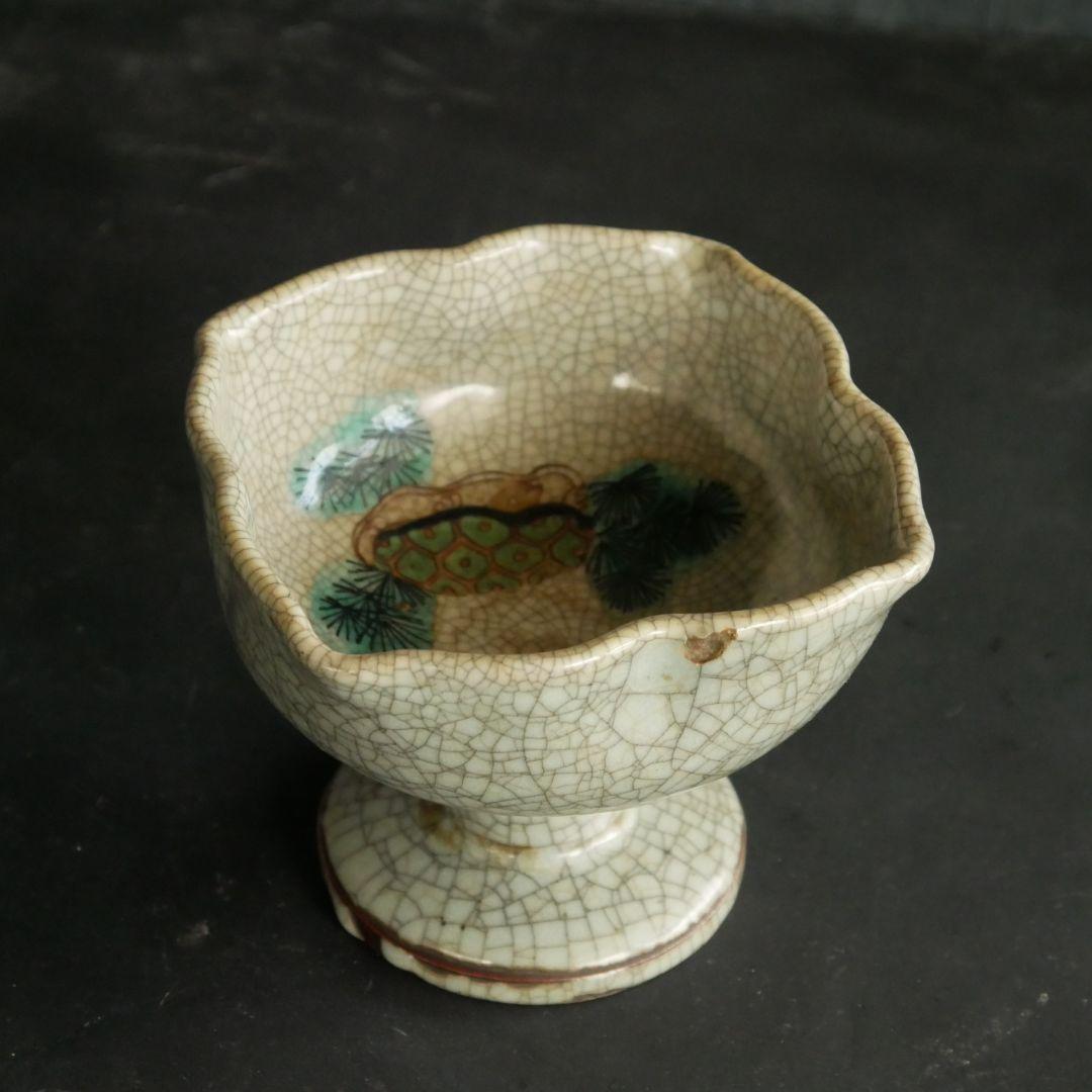 骨董 絵付け高脚杯