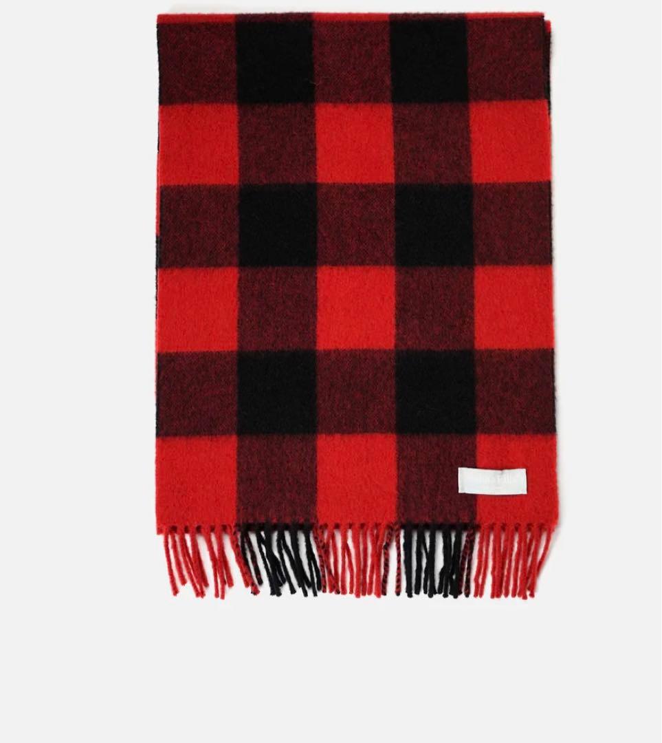 T*K様 未使用美品　Joshua Ellis 赤×黒のカシミアチェックマフラー