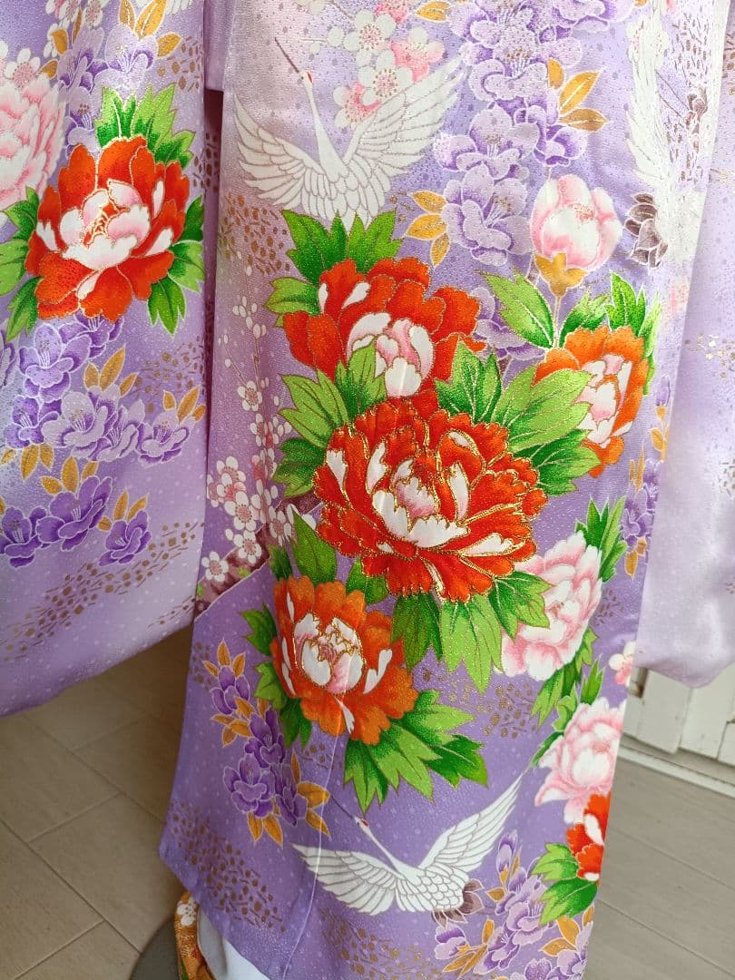 薄紫の着物と金の作り帯☆七五三７歳セット