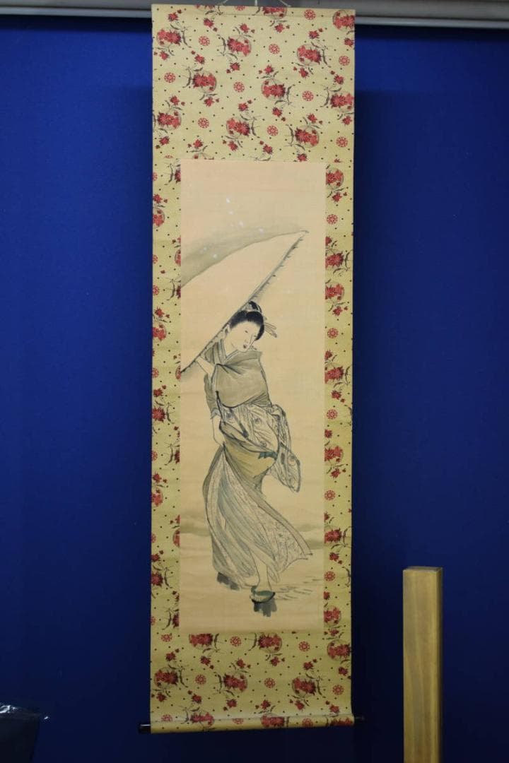 不詳/作者不明/雪中美人図/布袋屋掛軸HH-200