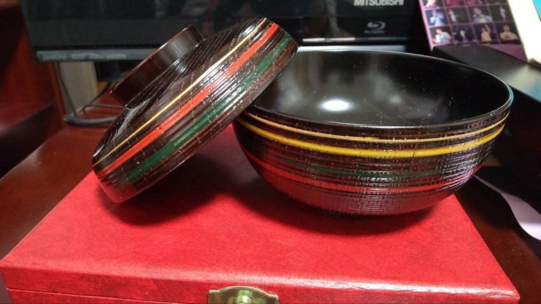 天然木加工品　輪島型〜四揃溜沈金京松