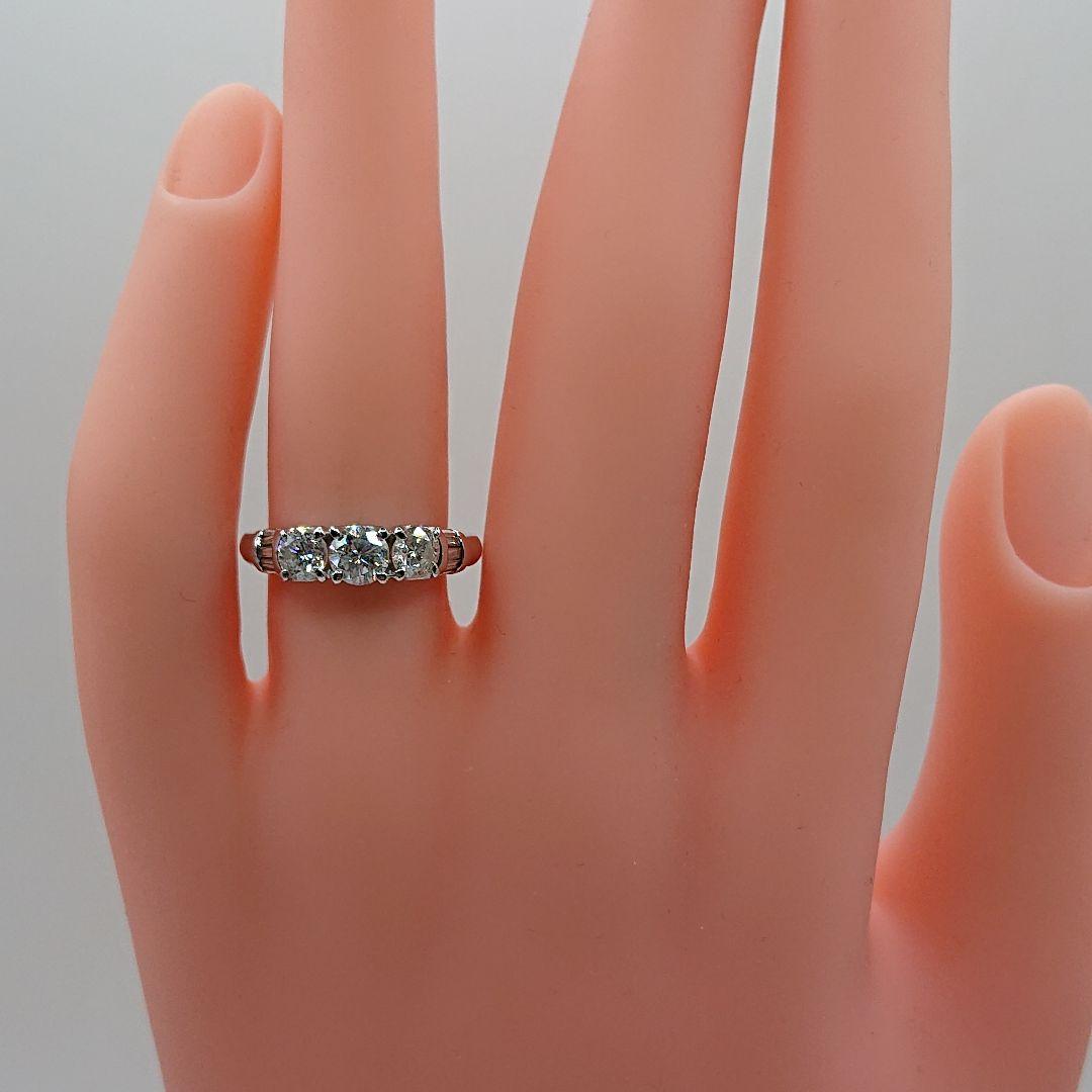 tacoable1カラット3粒天然ダイヤモンドリング テーパー付Pt900