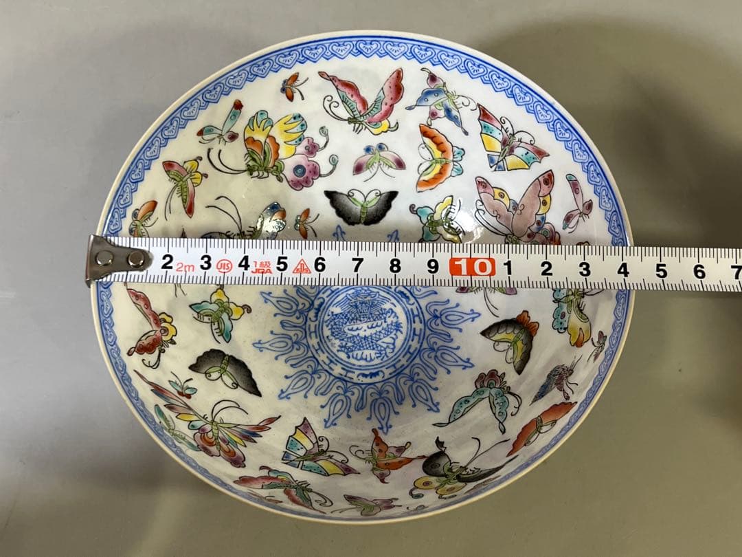 DT699 中国 薄胎 色絵蝶紋 碗