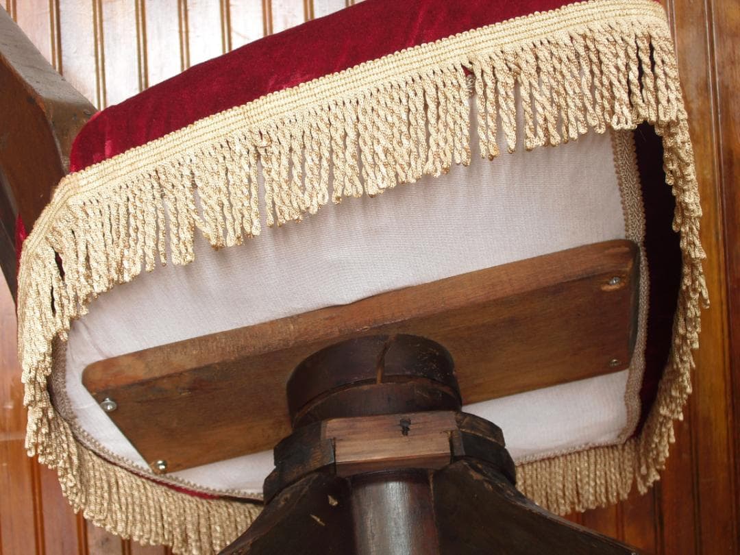 アンティーク ドクターチェア☆木製 回転椅子☆手触り良いベルベット/ビロード張り