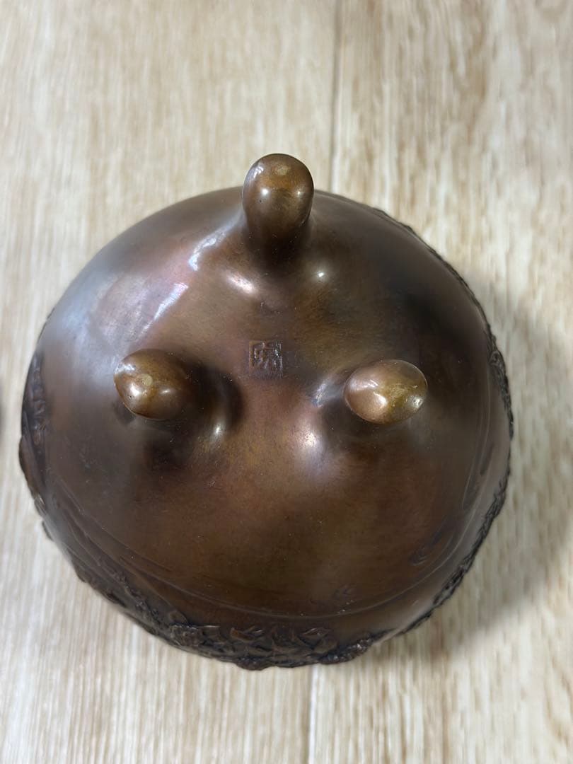 一点限り　高級　中古品　蝋型鋳銅 三つ足香炉 金工作家 村田宏作