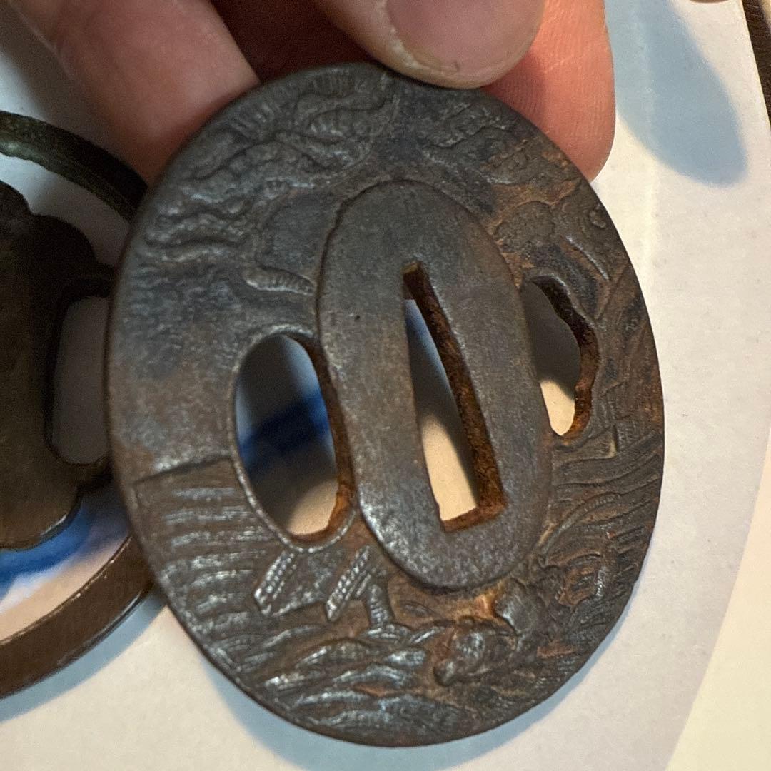 江戸時代　鍔 風景　空山海模様2個セット　「あき3」