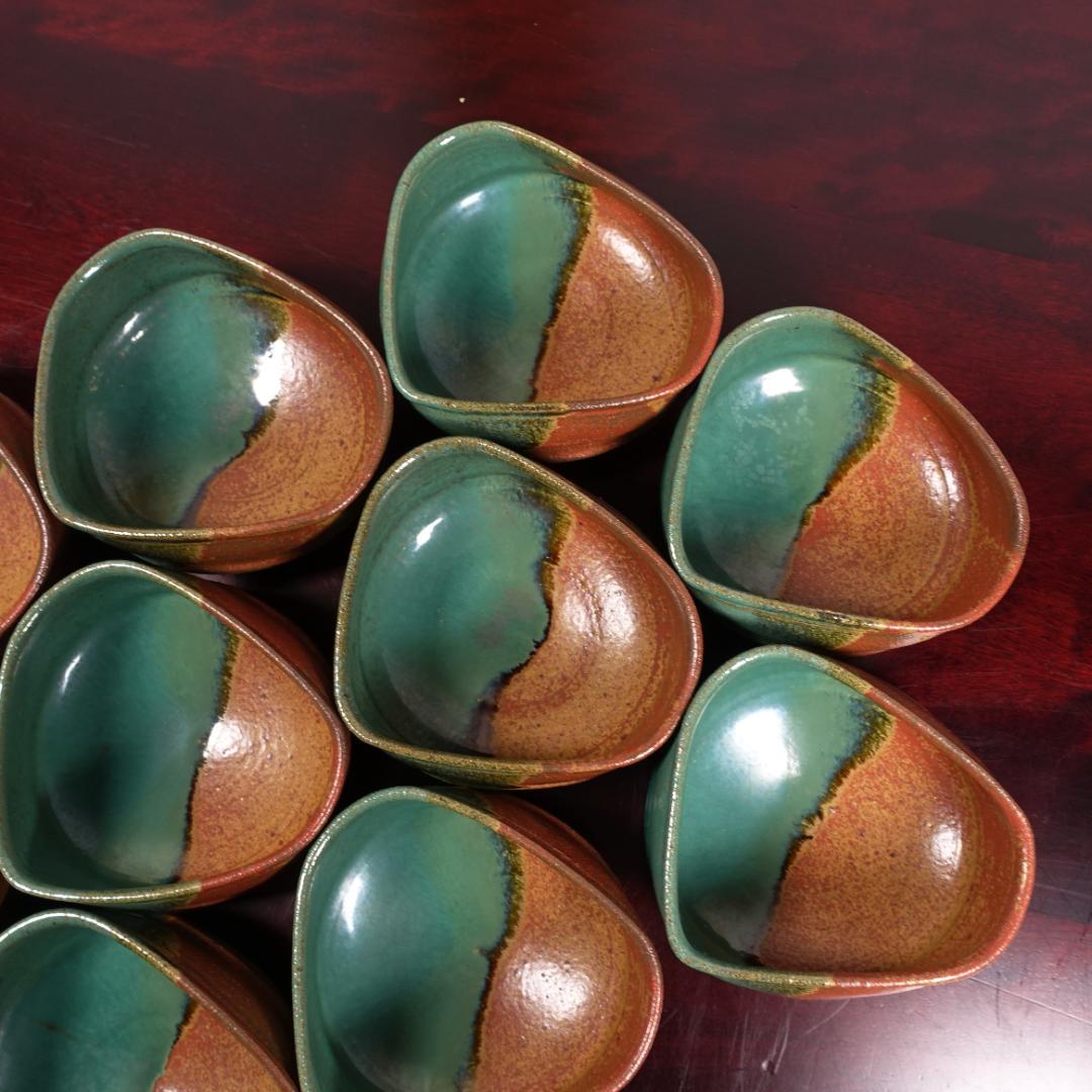 現代上野焼の第一人者 16代 熊谷保興 掛分向付 10客 共箱